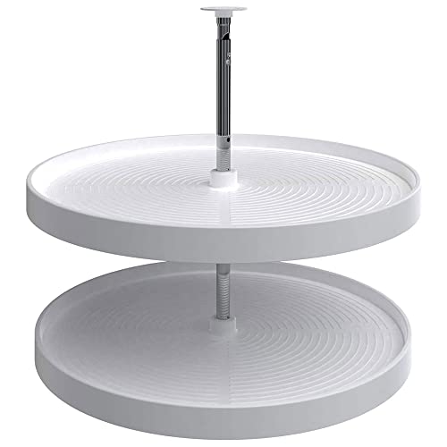 White Plastic 24" Dual Tier Lazy Susan Organizer X24416