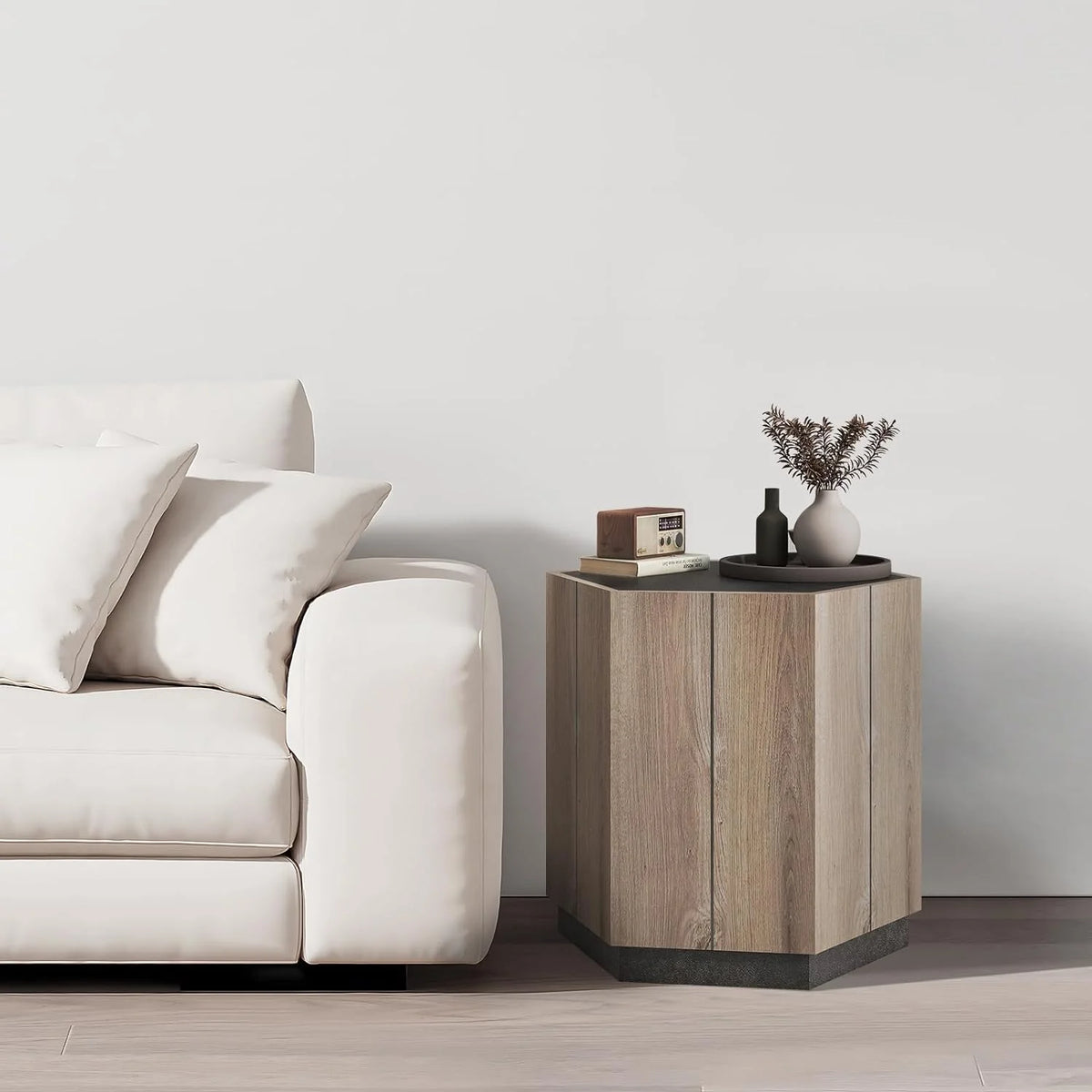 Hexagonal End Table with Drawer V12204