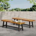 Acacia Wood Outdoor Benches Set of 2 L545572