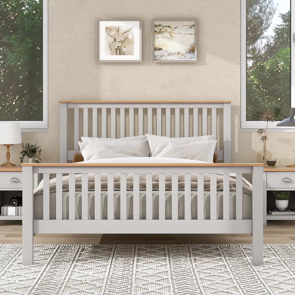 Gray Queen Bed Frame with Headboard X855
