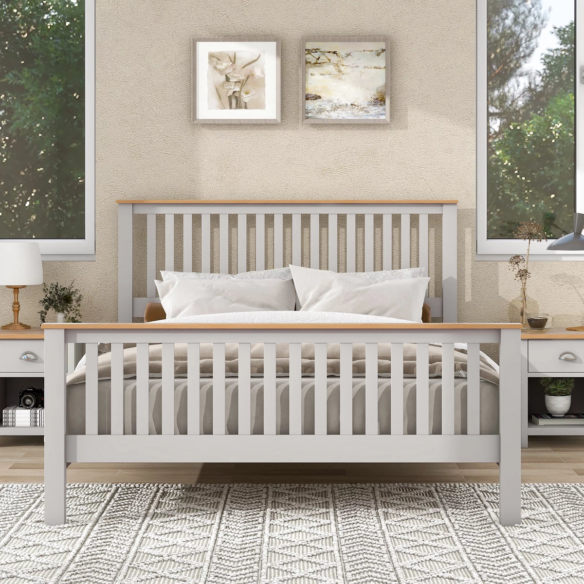 Gray Queen Bed Frame with Headboard X855
