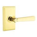 Right Handed Passage Door Lever with Rectangular Rose in Unlacquered Brass T474282