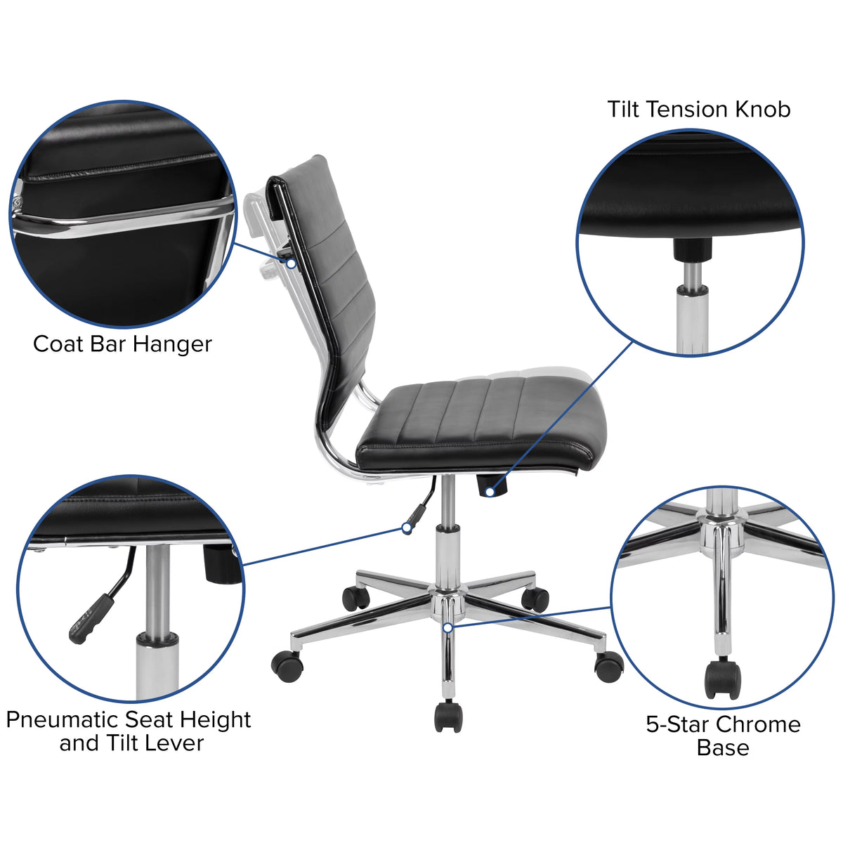 Black LeatherSoft Executive Swivel Office Chair X779567