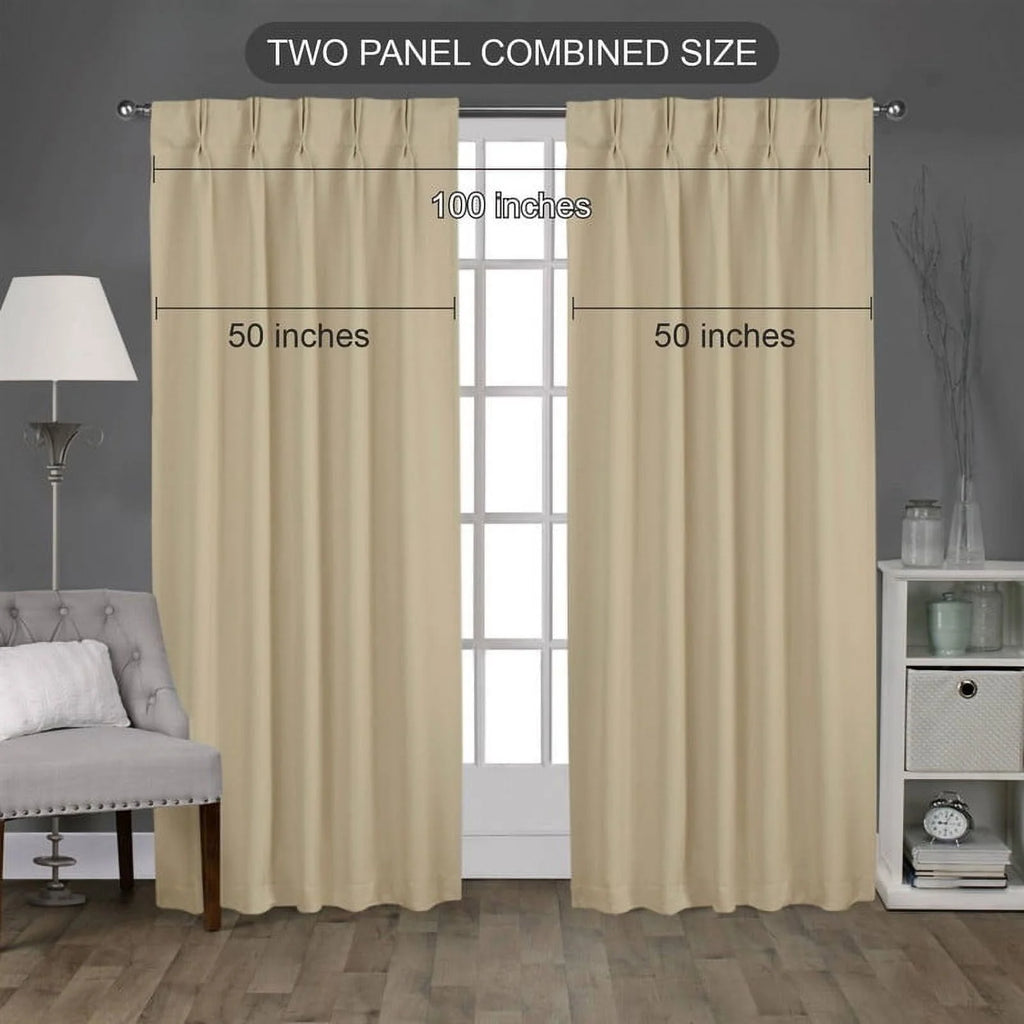 Beige Blackout Curtains 2 Panels W(21"+21") L120 L8837