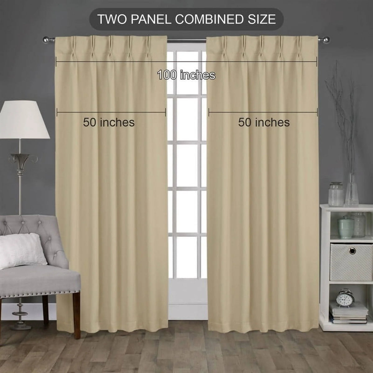Beige Blackout Curtains 2 Panels W(21"+21") L120 L8837