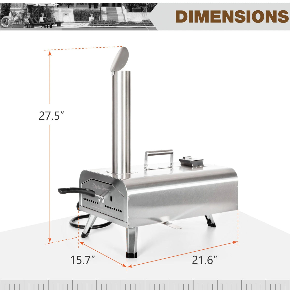 Outdoor Wood Fired & Gas Pizza Oven with Rotatable Pizza Stone Z1445