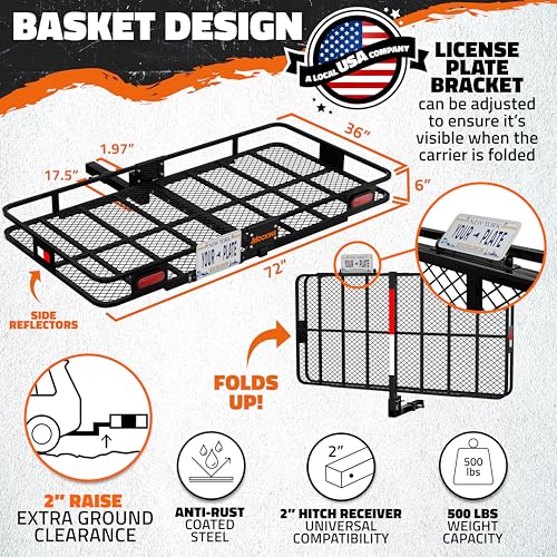 72"x36"x6" Folding Trailer Hitch Cargo Carrier with Waterproof Cargo Bag M8287