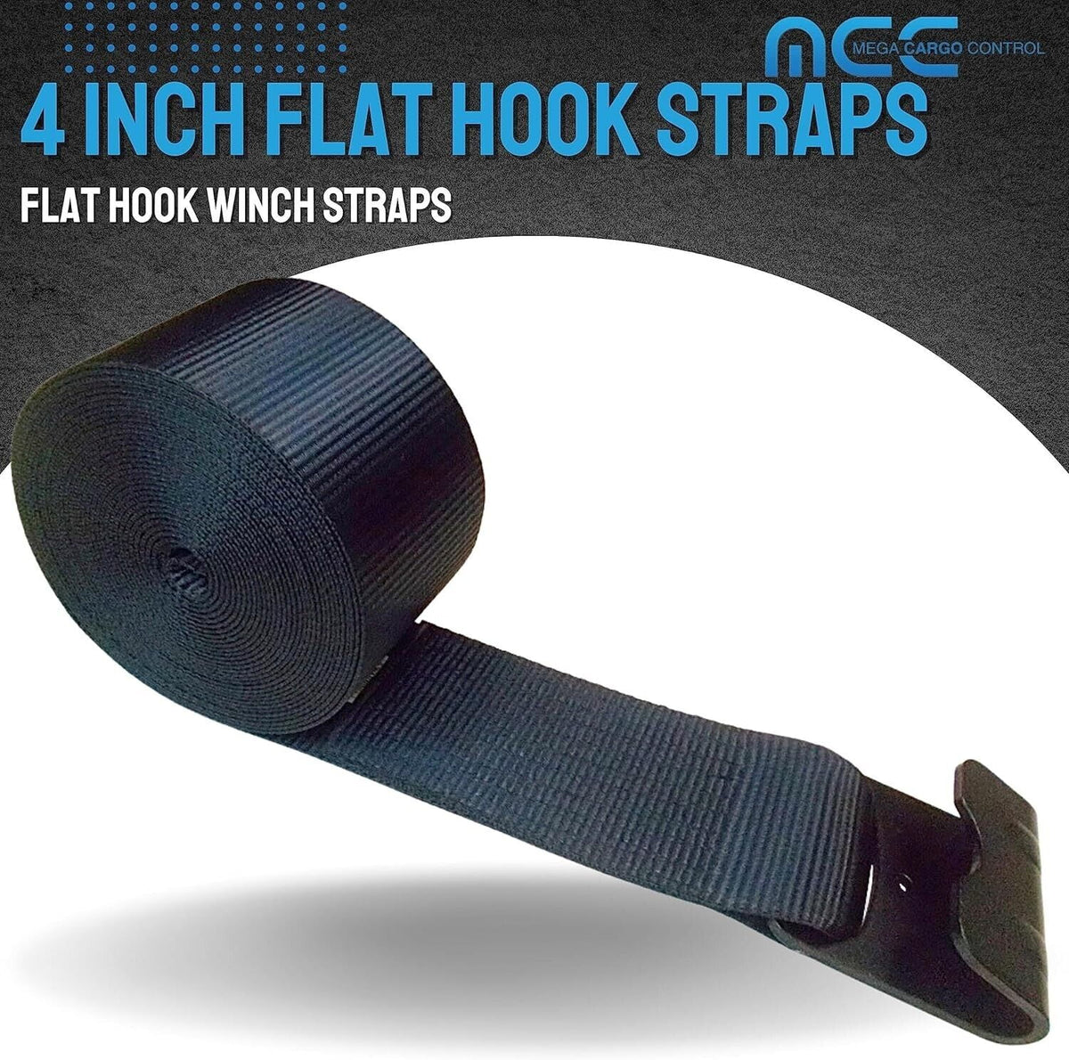 4" x 40' Winch Tie Down Strap with Flat Hook, 5400 lbs Black W247