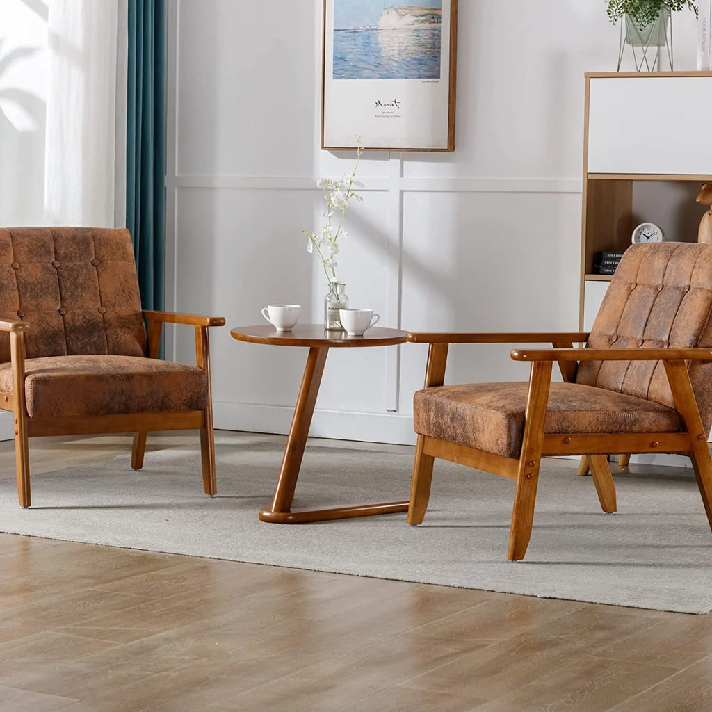 Set of 2 Accent Chairs with Arms and Side Table N26072