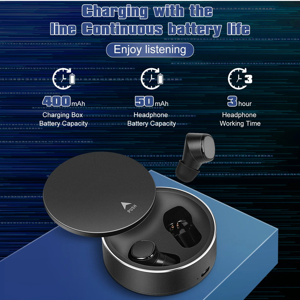 True Wireless Earbuds IPX5 Waterproof Touch Control with Mic - Black N51538