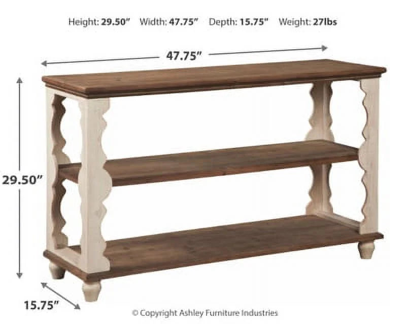 Antique White/Brown Sofa Console Table F435