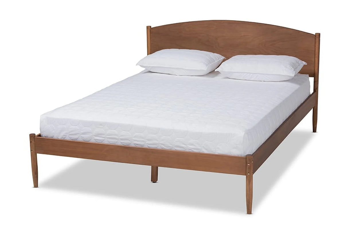 King Walnut Wood Platform Bed Y701578