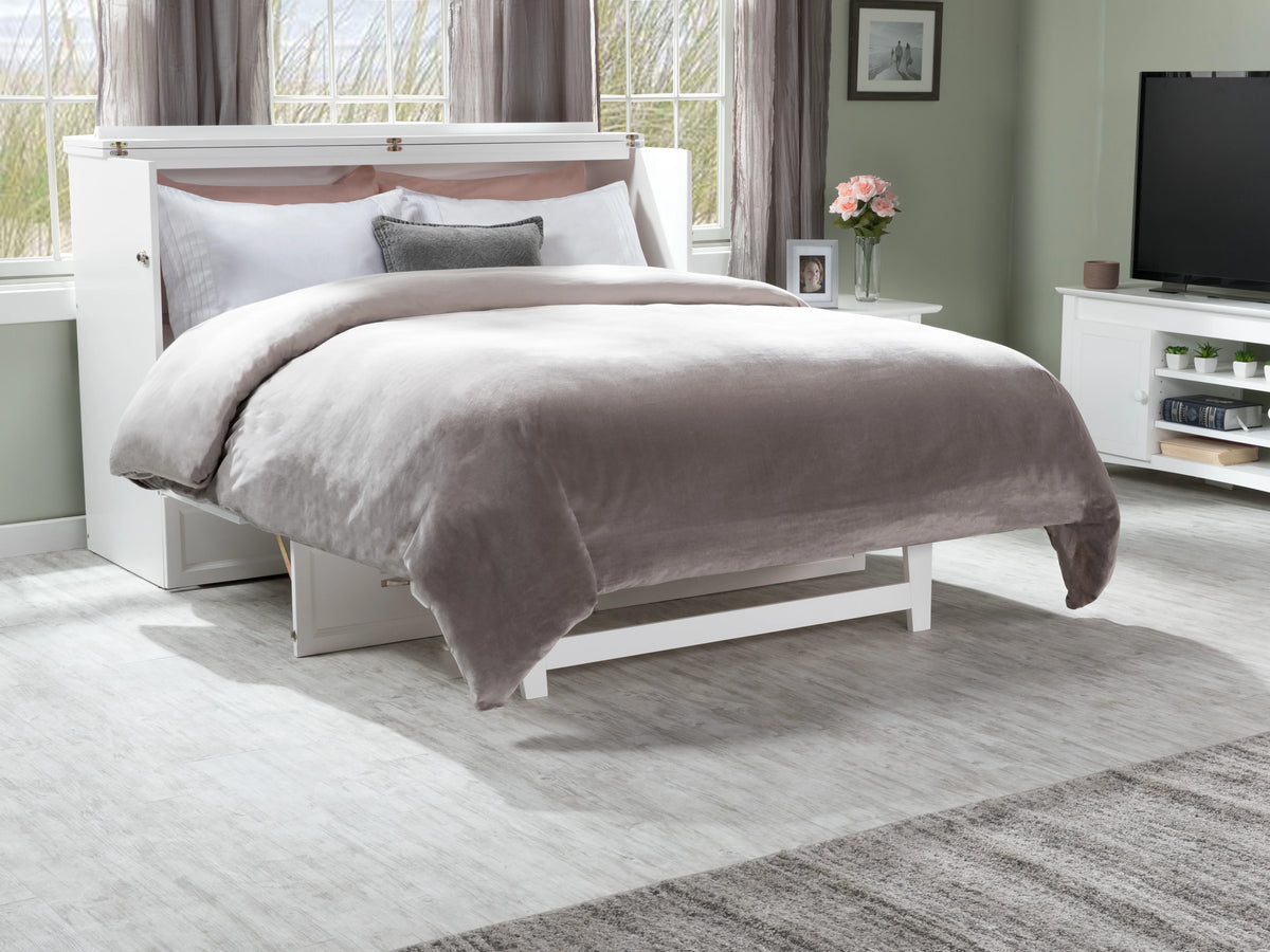 Queen Solid Wood Murphy Bed Chest with Mattress N42999