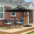 10ft Heavy Duty Offset Cantilever Patio Umbrella with 4-Piece Base, Beige Q6859