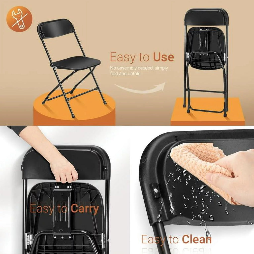 10 Pack Black Plastic Folding Chairs X4030