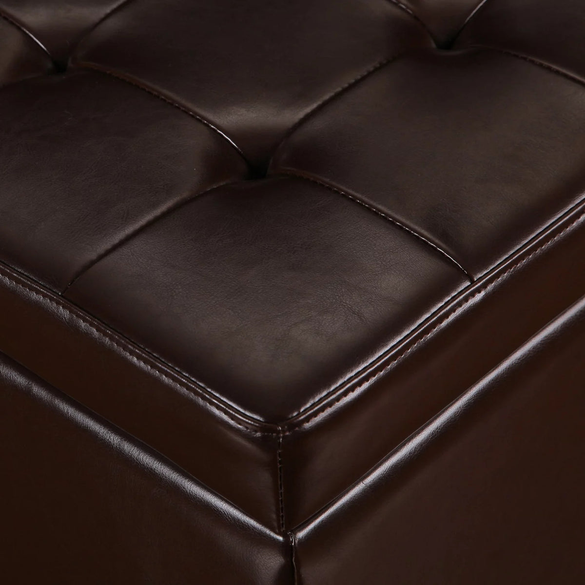 Brown Bonded Leather Tufted Storage Ottoman G406800