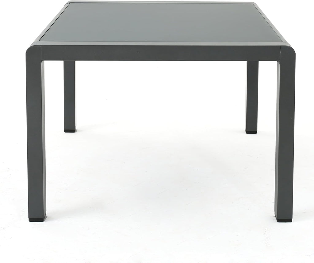 Grey Aluminum Outdoor Coffee Table with Tempered Glass Top H9325