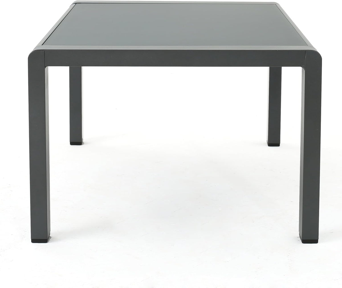 Grey Aluminum Outdoor Coffee Table with Tempered Glass Top H9325