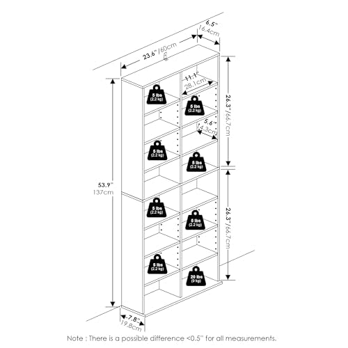Space Saving Multimedia Storage Tower, White S34010