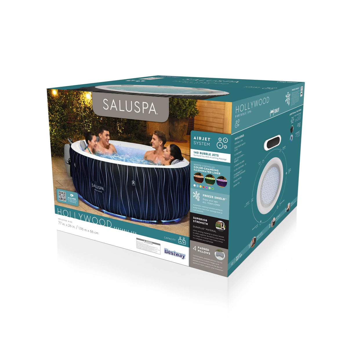 77" x 26" Inflatable Hot Tub with LED Lights A891538