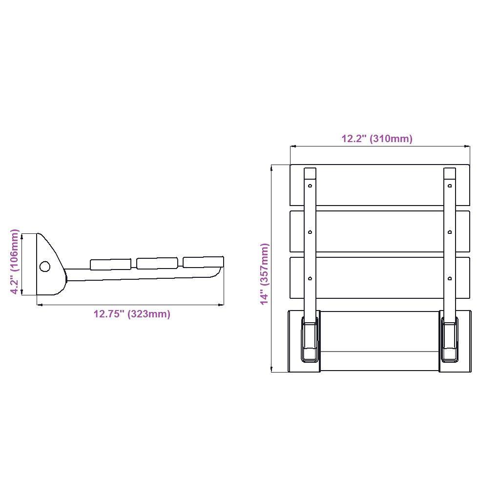 Sapele Folding Shower Seat with Chrome Hinges Solid Wood Wall Mount B233140