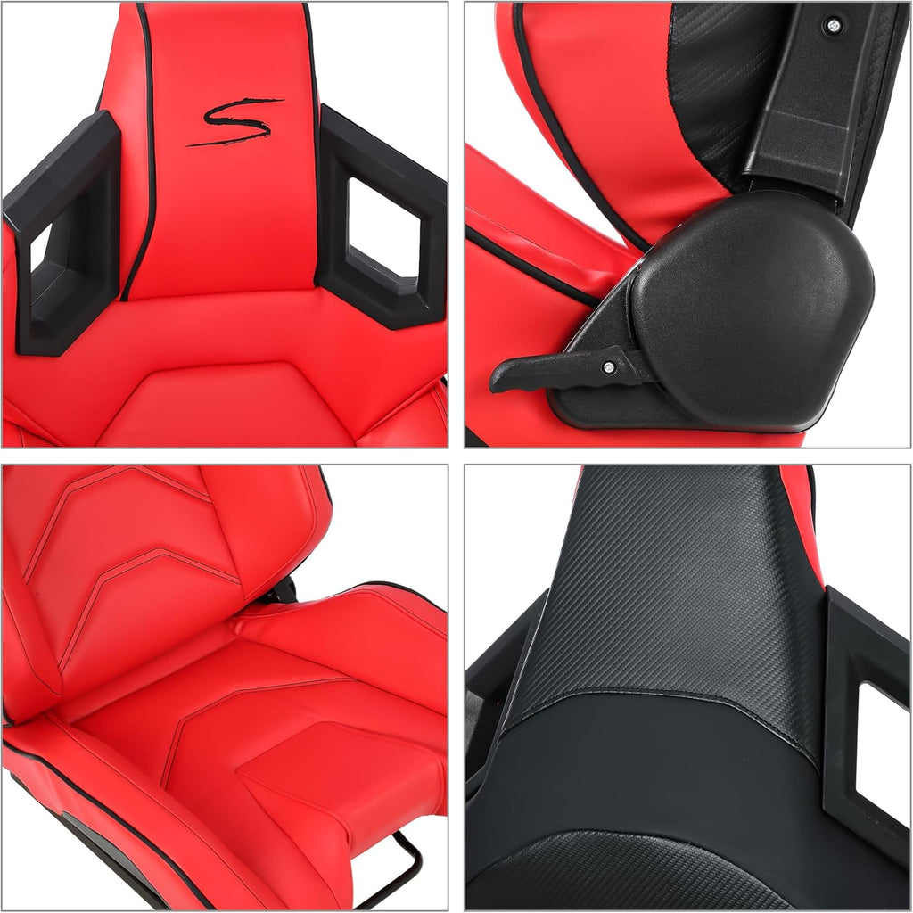 Red+Black Stitching PU Leather Racing Bucket Seat E744