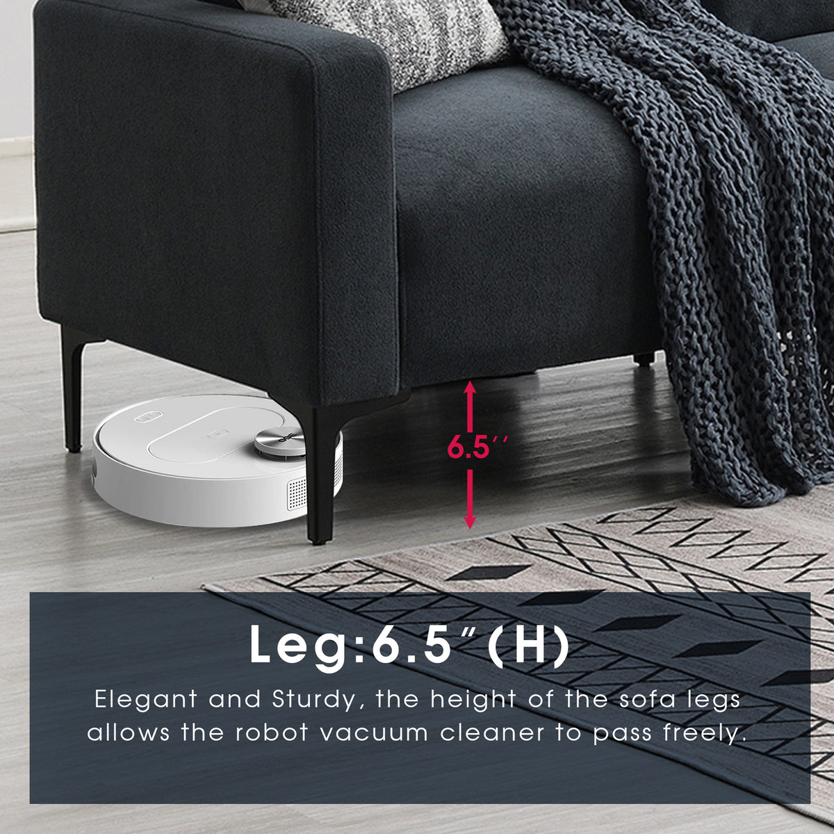 Modern L-Shaped Sectional Sofa with Convertible Ottoman B775226