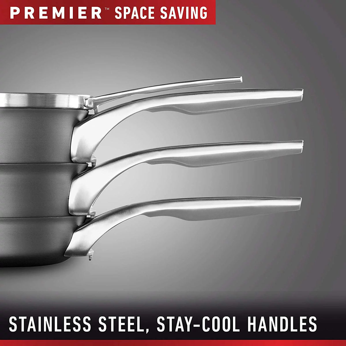 15-Piece Nonstick Stackable Cookware Set with Stainless Steel Handles Black T690075