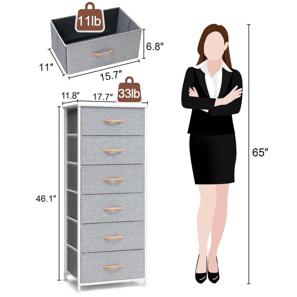 Light Gray Wood Vertical Dresser Storage Tower Y1452