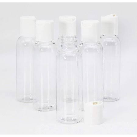 144 Pack 2 oz Clear Empty Refillable Pet Bottles with White Disc Top Cap J318625