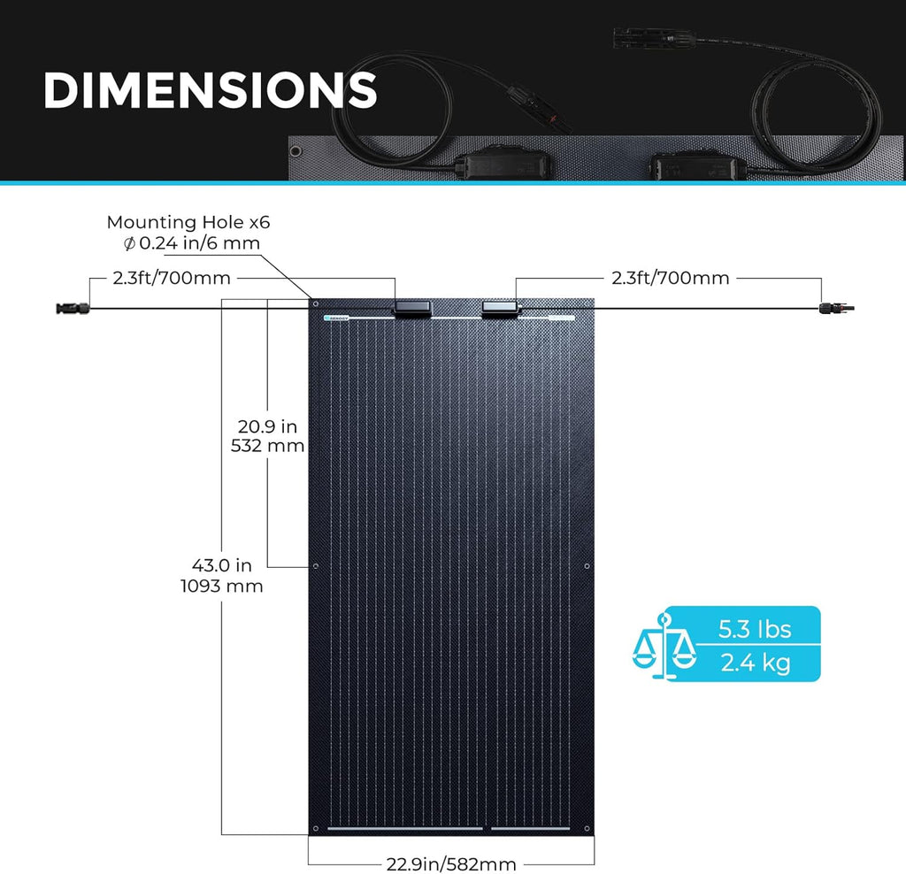 100W 12V Black Monocrystalline Semi Flexible Solar Panel N97274