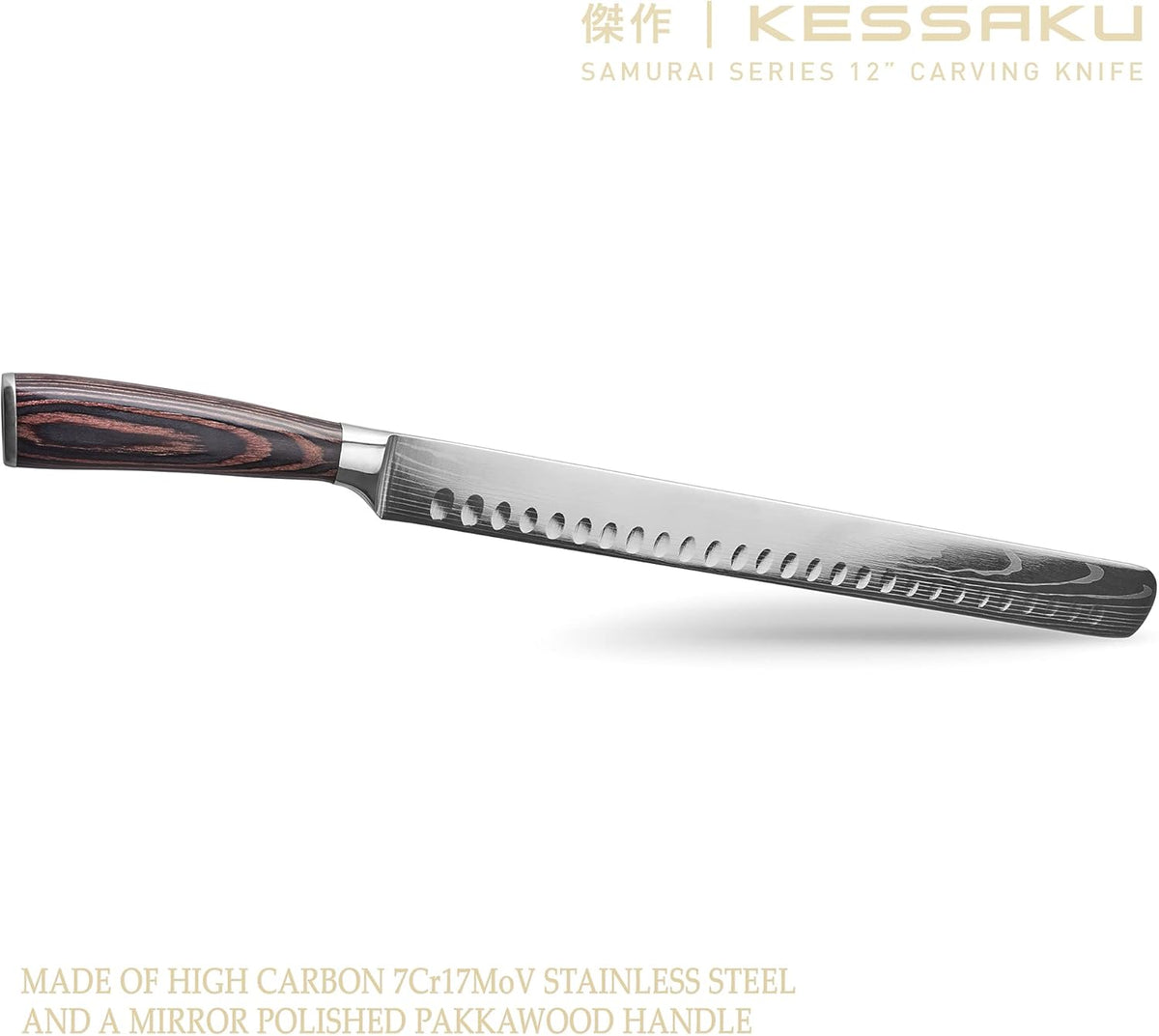 12-Inch Carving Slicing Knife & 6-Inch Meat Fork Set Forged High Carbon Stainless Steel with Blade Guard G731082
