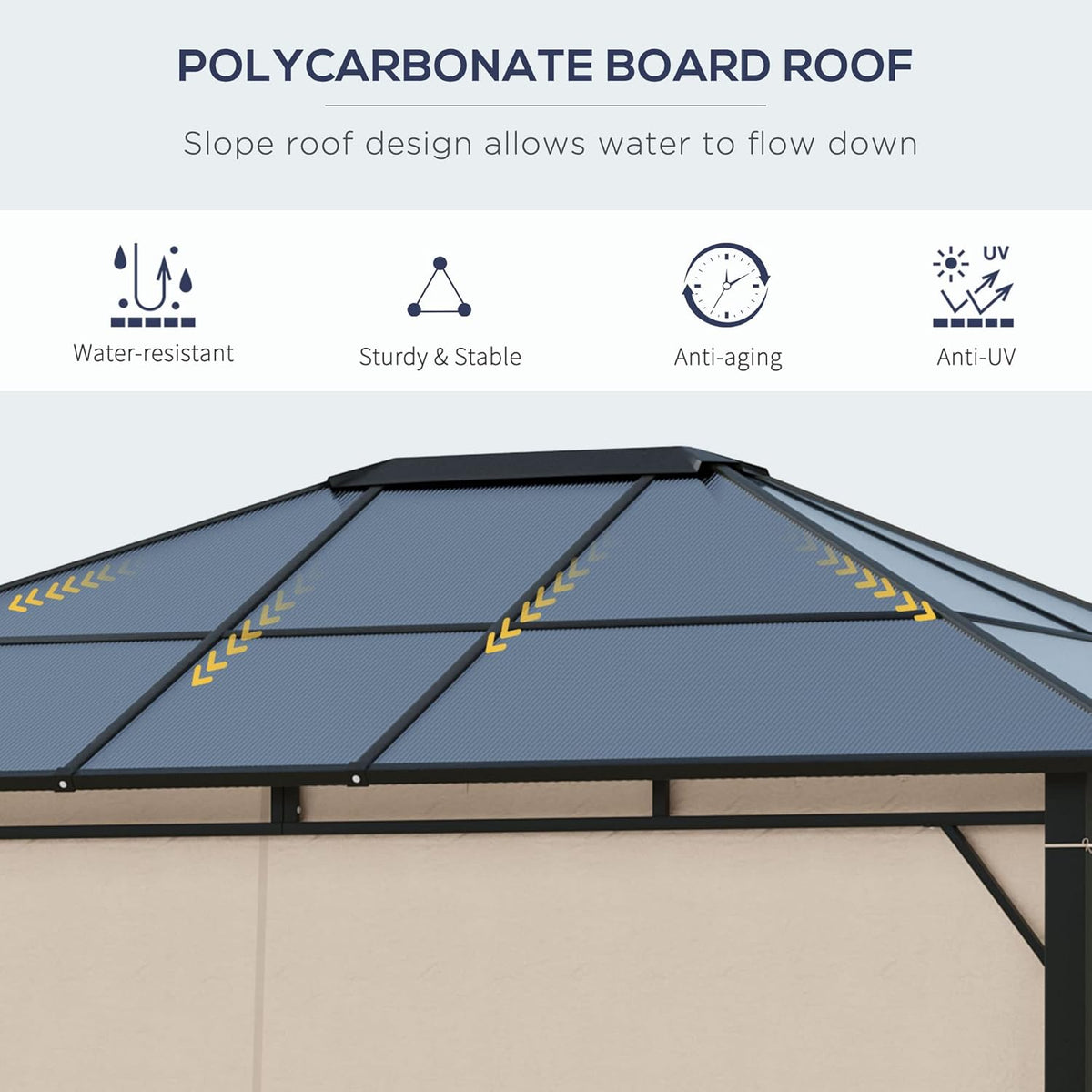 Off-White 10' x 12' Hardtop Gazebo with Polycarbonate Roof Aluminum Frame D557010