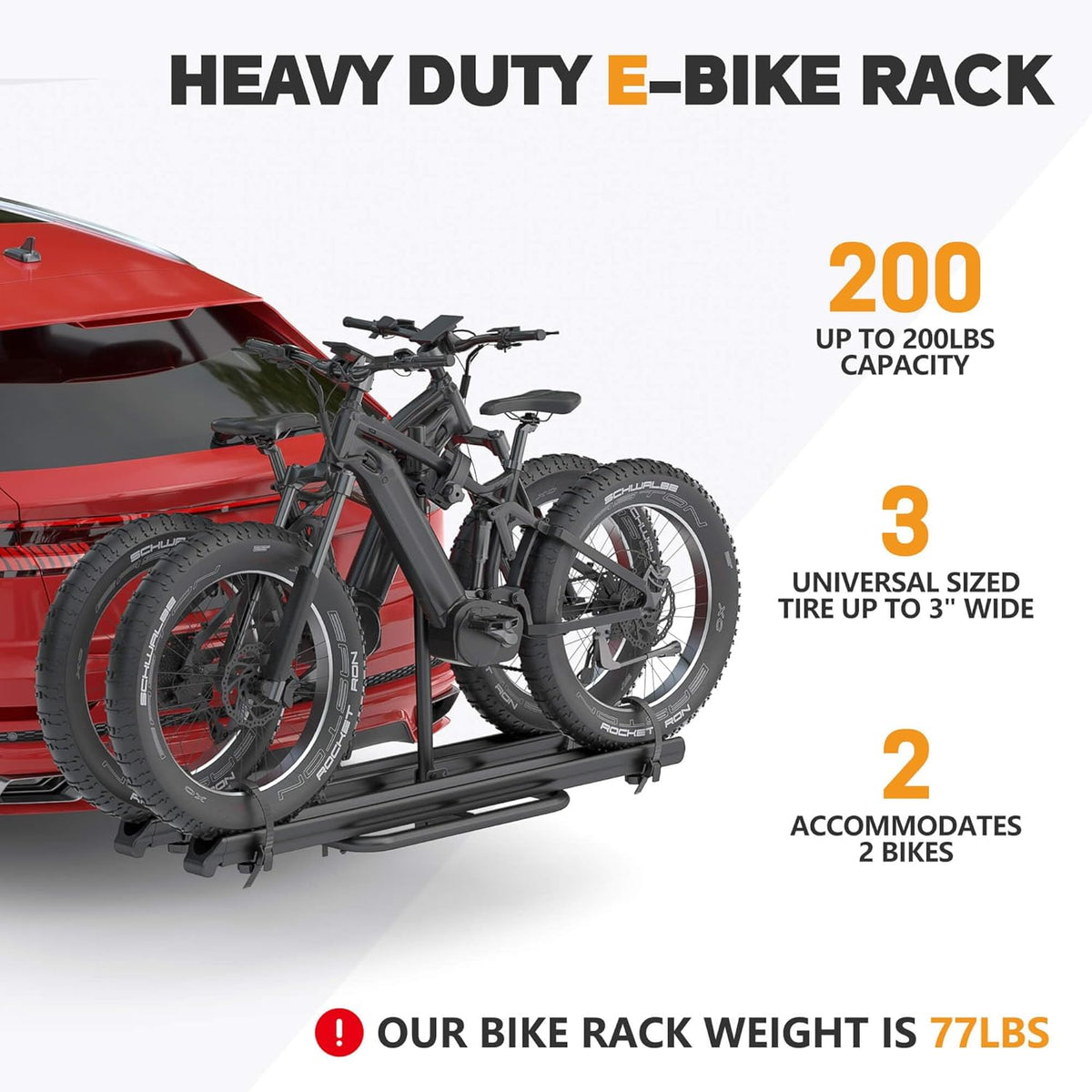 2'' Hitch Mounted Lockable Bike Rack with Ramp, 200lbs Capacity Foldable Platform I87507