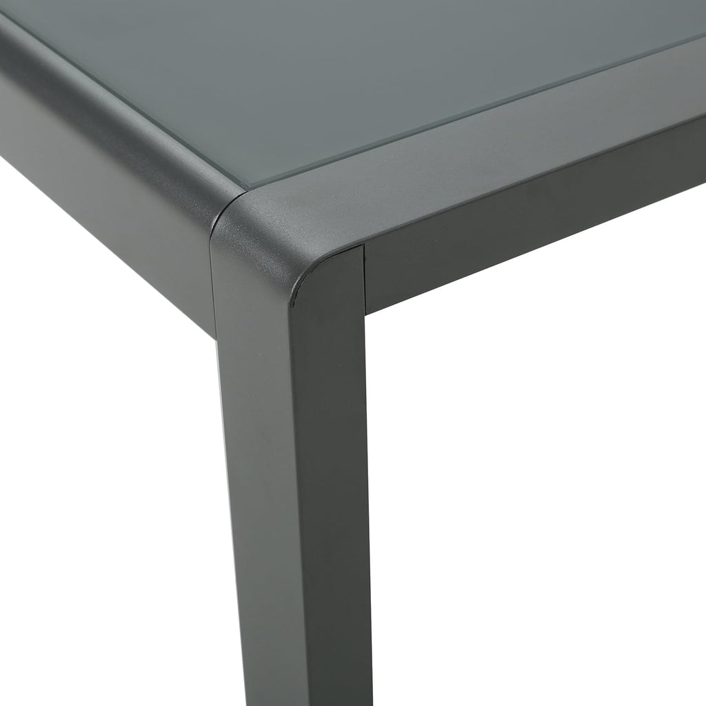 Grey Aluminum Outdoor Coffee Table with Tempered Glass Top H9325