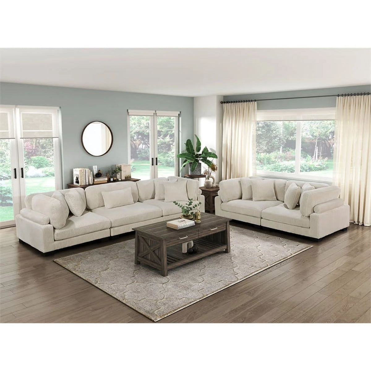 Beige Corduroy Loveseat S529