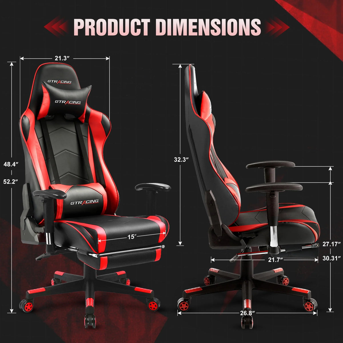 Red PU Leather Gaming Chair with Footrest S4161