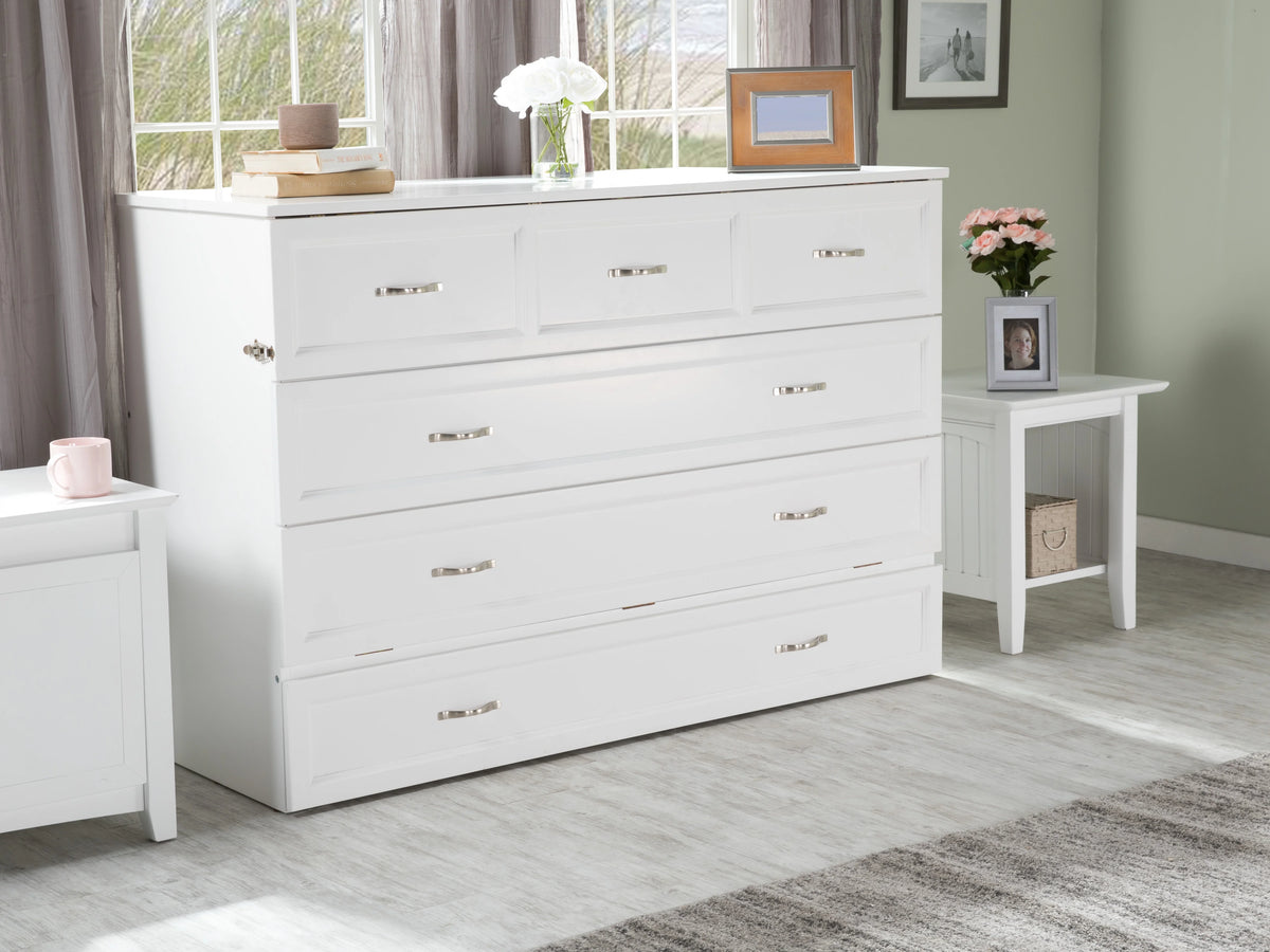 Queen Solid Wood Murphy Bed Chest with Mattress N42999