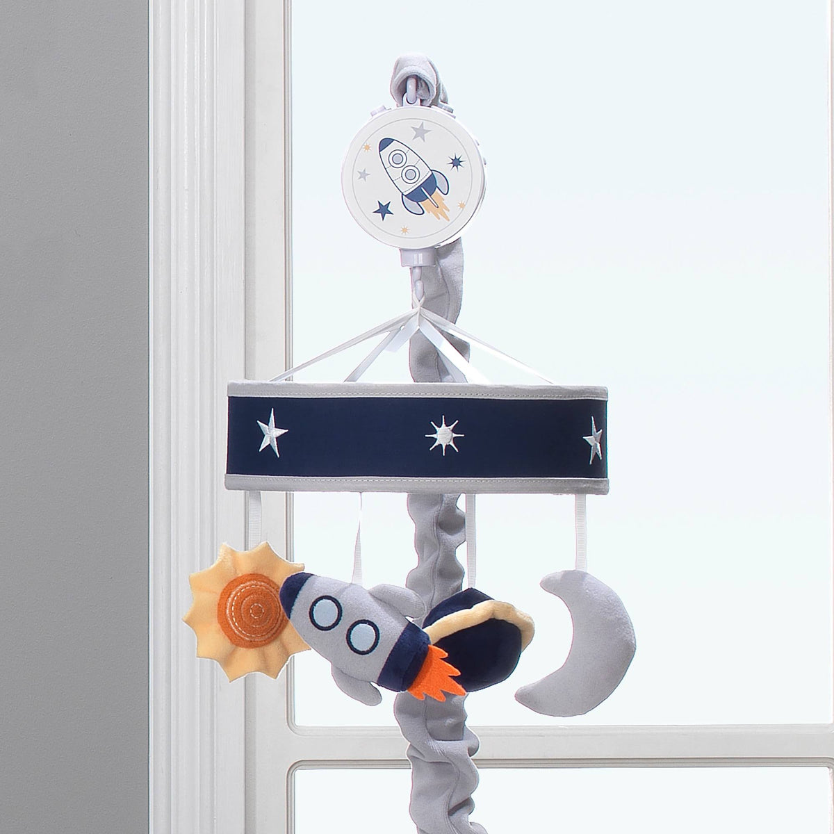 Blue/Navy/Gray Space Musical Baby Crib Mobile I854