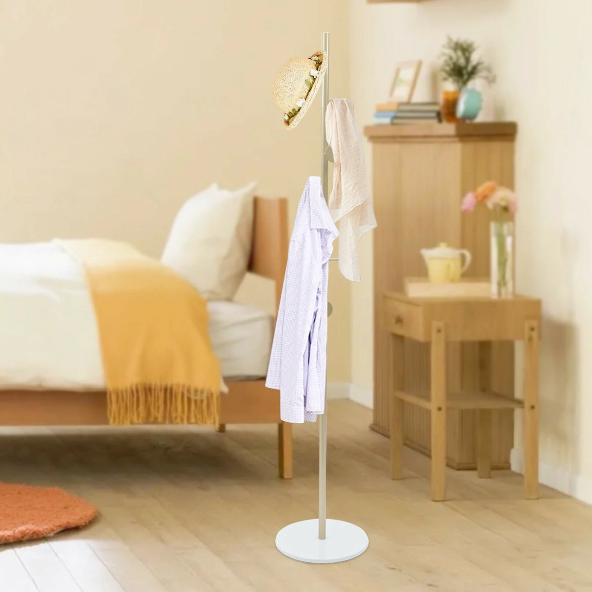 Modern Metal Coat Rack with Marble Base L22206