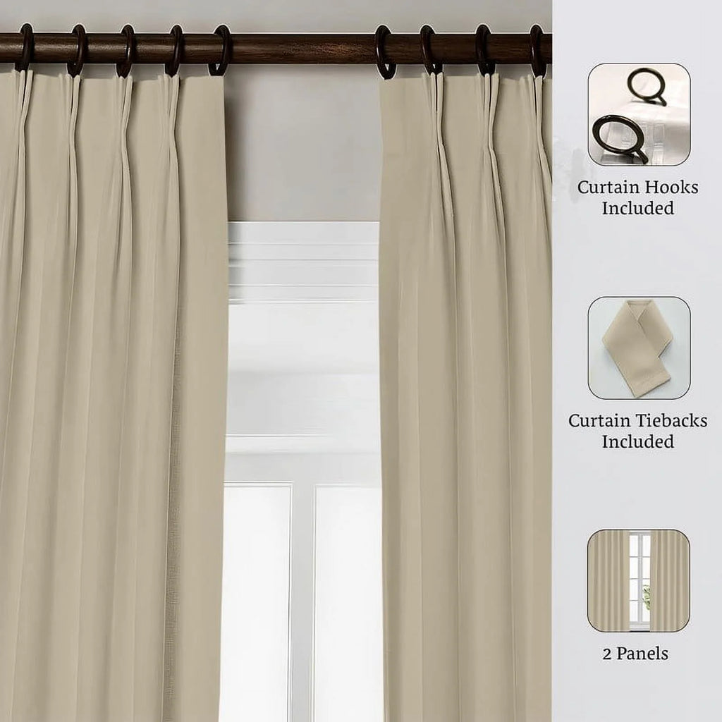 Beige Blackout Curtains 2 Panels W(21"+21") L120 L8837