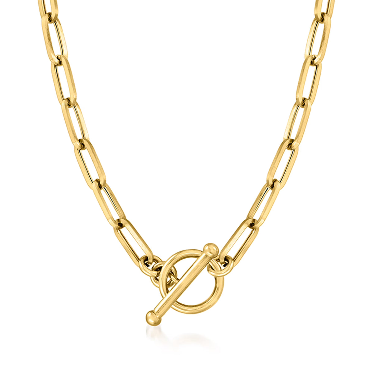 Italian 14kt Yellow Gold Paper Clip Link Toggle Necklace L684