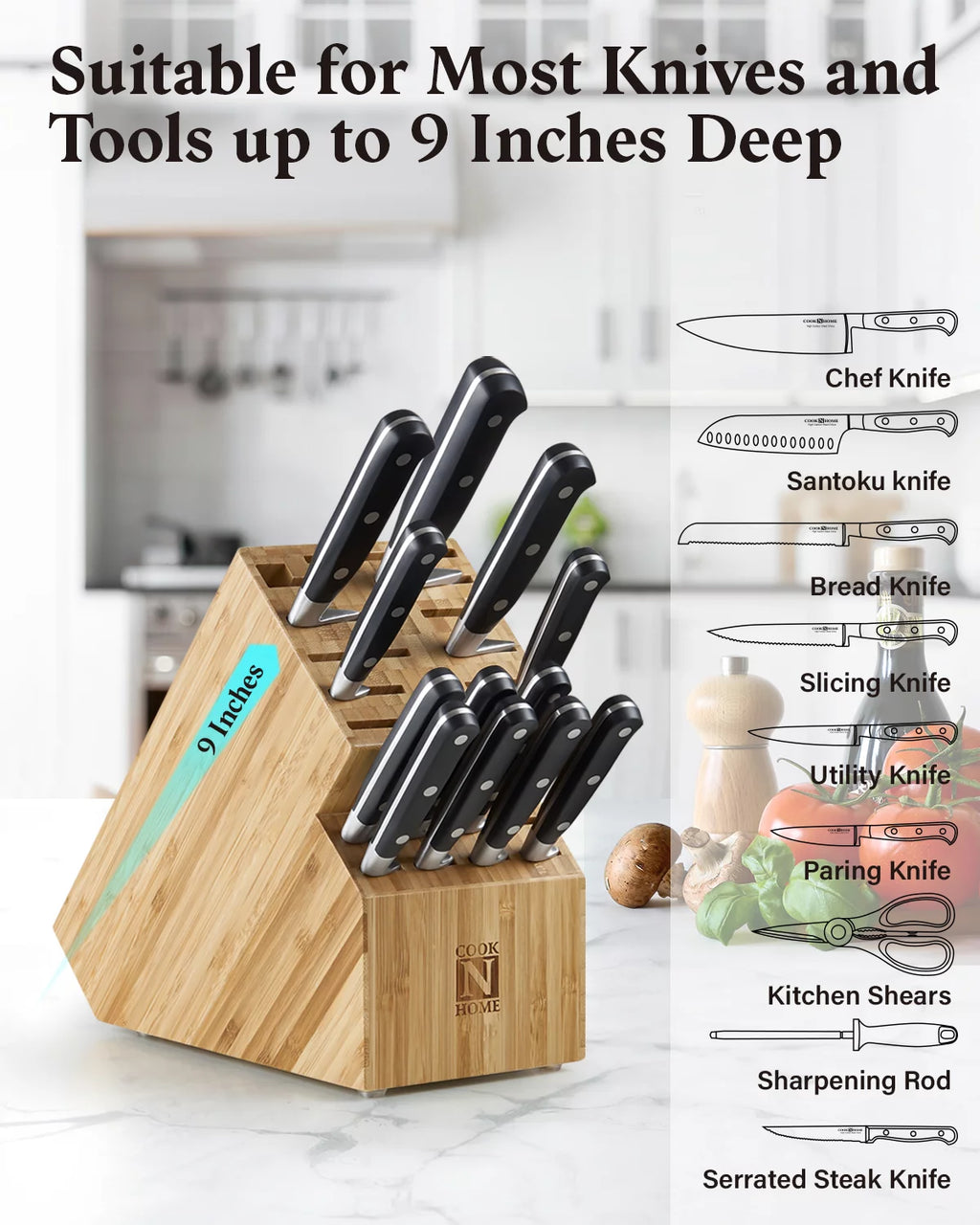 Bamboo 20 Slot Knife Storage Block K392