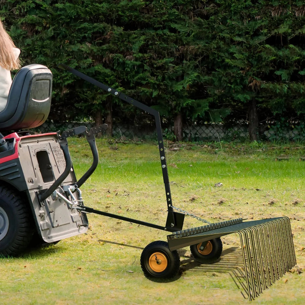 60in Pine Straw Steel Landscape Rake with Wheels P229