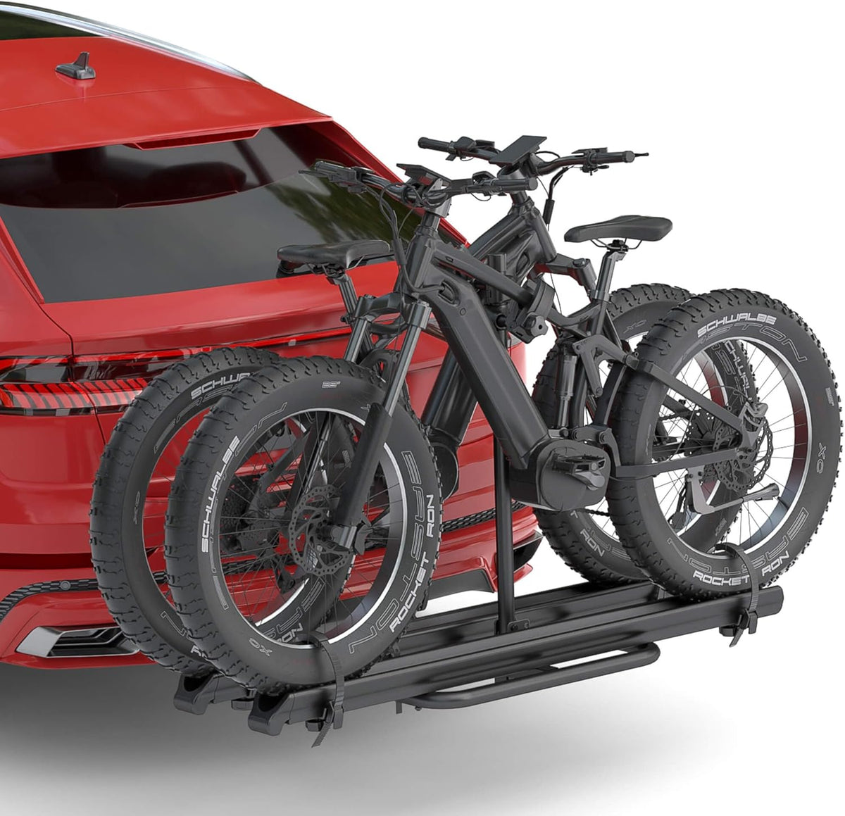 2'' Hitch Mounted Lockable Bike Rack with Ramp, 200lbs Capacity Foldable Platform I87507