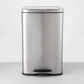 45L Rectangular Step Trash Can Silver H237