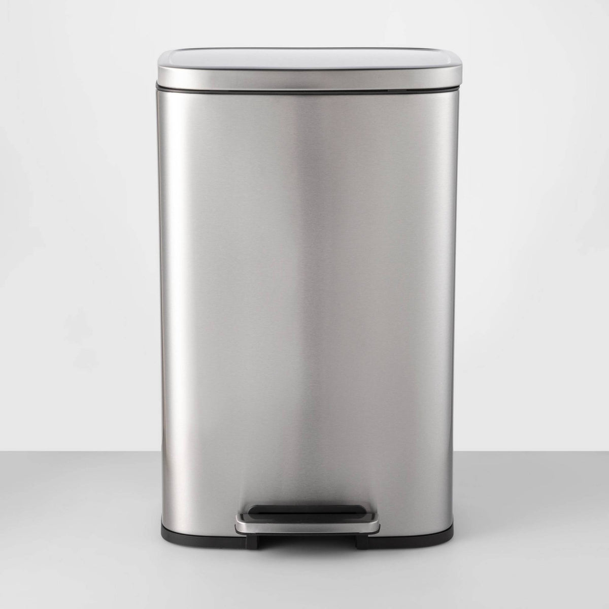 45L Rectangular Step Trash Can Silver H237