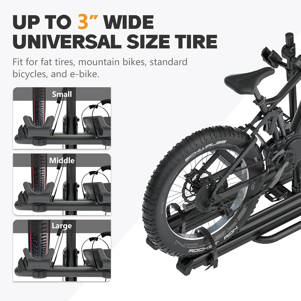2'' Hitch Mounted Lockable Bike Rack with Ramp, 200lbs Capacity Foldable Platform I87507
