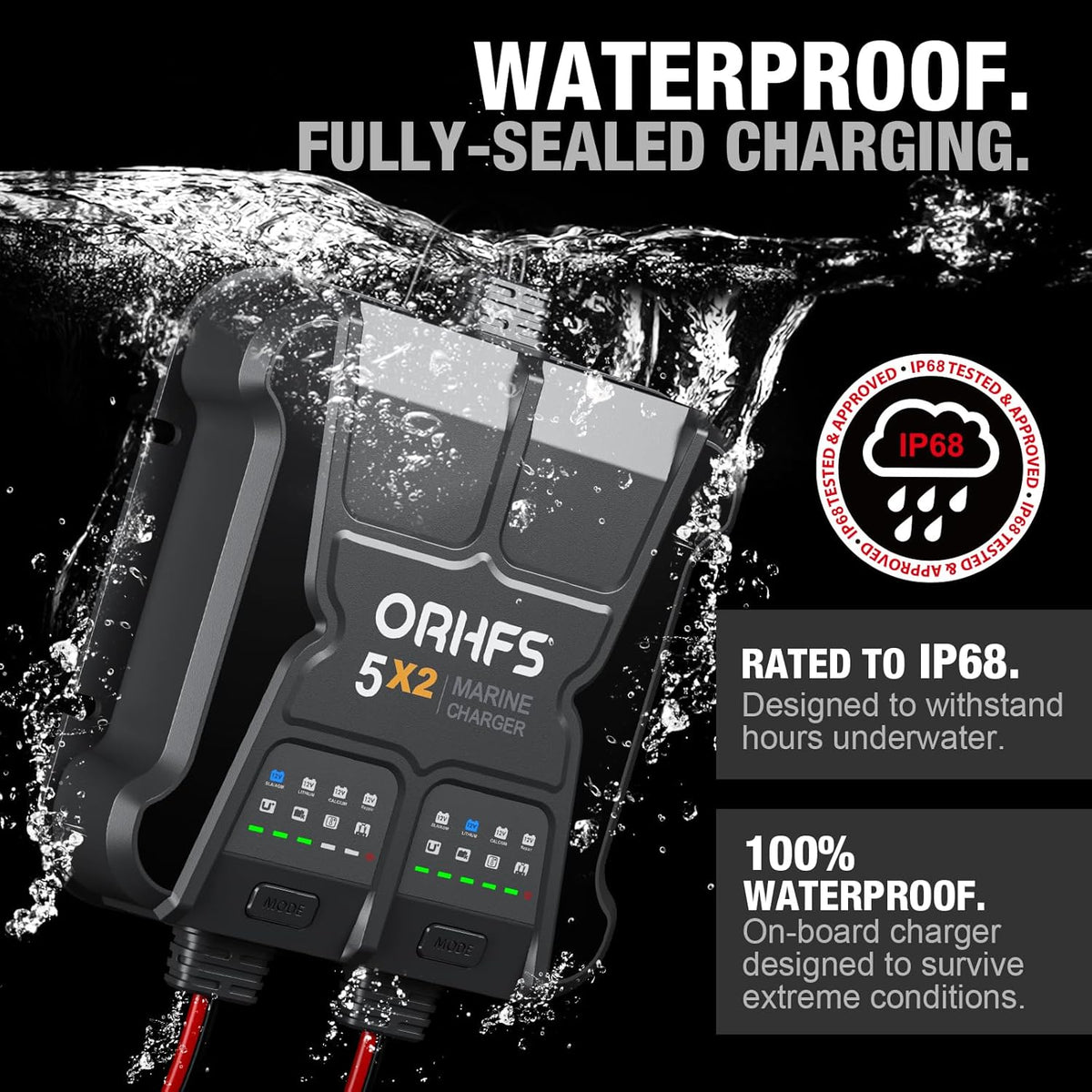 2-Bank 10A Smart Marine Battery Charger 12V Waterproof Onboard for SLA/AGM Lithium Q567