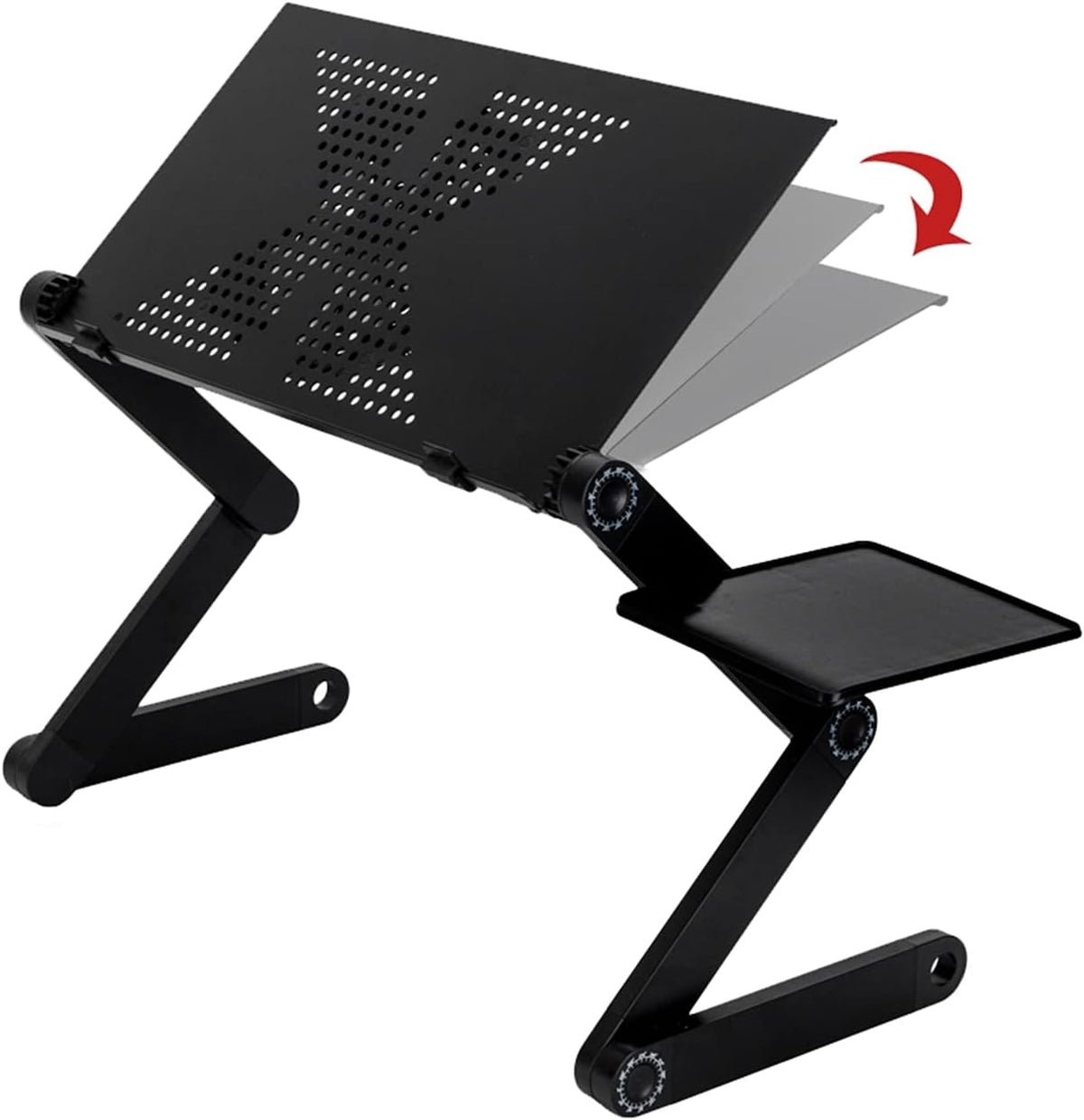 Black Adjustable Aluminum Laptop Stand Lap Desk with Mouse Pad U5176